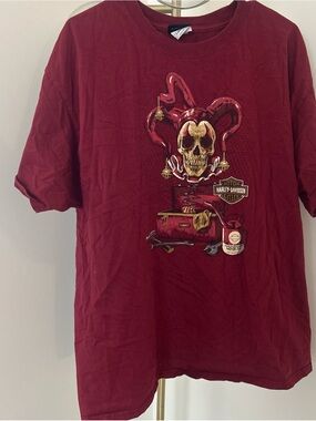 Harley-Davidson Burgundy Graphic Tee with Logo Tag